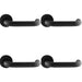 4 PACK Pair 19mm Round Bar Safety Handle On Round Rose Concealed Fix Matt Black