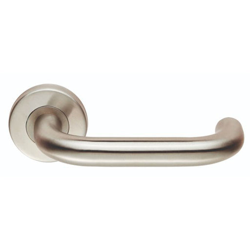 Pair 19mm Round Bar Safety Handle On Round Rose Concealed Fix 201 Satin Steel