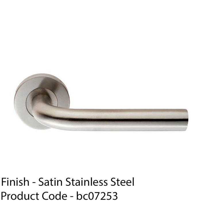 Pair 6mm Round Bar Safety Handle On Round Rose Concealed Fix Satin Steel 1