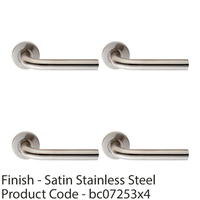 4 PACK Pair 6mm Round Bar Safety Handle On Round Rose Concealed Fix Satin Steel 1