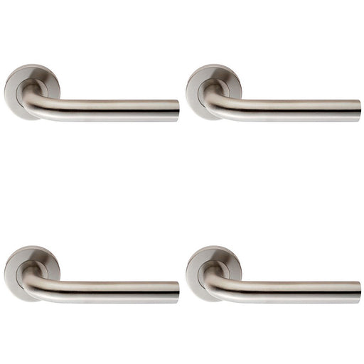 4 PACK Pair 6mm Round Bar Safety Handle On Round Rose Concealed Fix Satin Steel