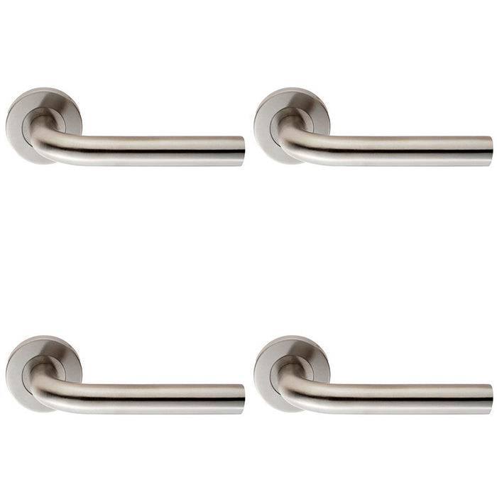 4 PACK Pair 6mm Round Bar Safety Handle On Round Rose Concealed Fix Satin Steel