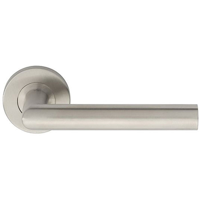 PAIR Straight Mitred Bar Handle On Round Rose Concealed Fix 201 Satin Steel