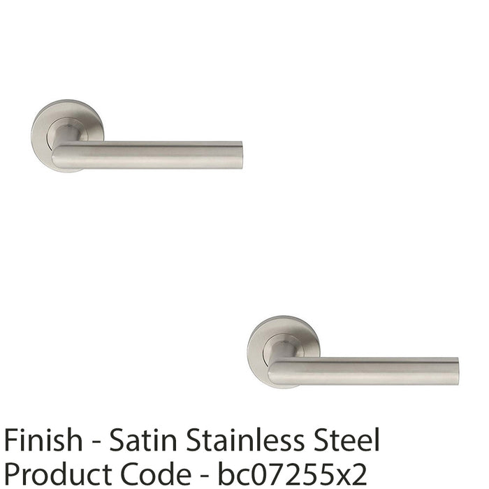 2x PAIR Straight Mitred Bar Handle On Round Rose Concealed Fix 201 Satin Steel 1