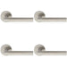 4x PAIR Straight Mitred Bar Handle On Round Rose Concealed Fix 201 Satin Steel