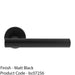 PAIR Straight Round T Bar Handle On Round Rose Concealed Fix Matt Black 1