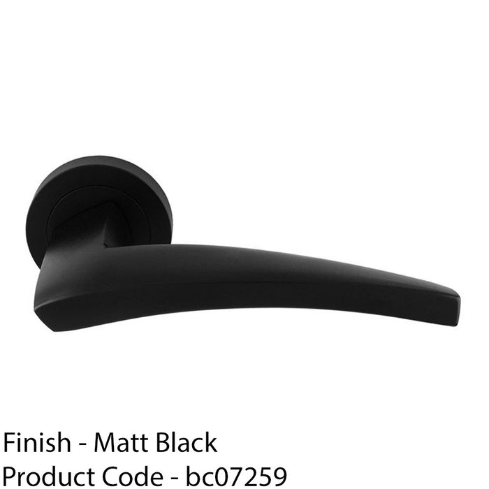 Premium Elegant Curve Door Handle Set - Matt Black Bar Lever On Round Rose 1