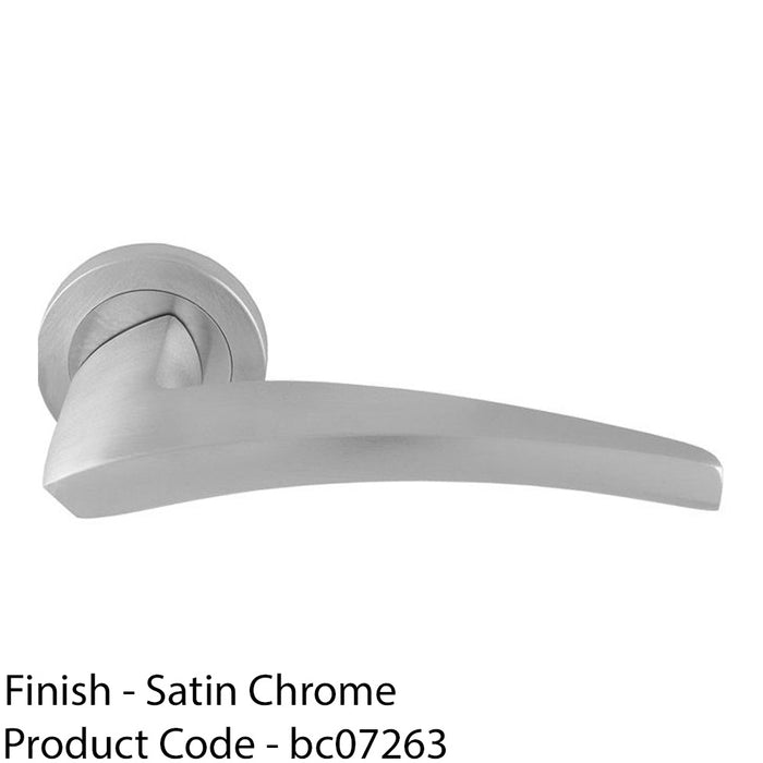 Premium Elegant Curve Door Handle Set - Satin Chrome Bar Lever On Round Rose 1