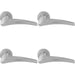 4 PACK Premium Elegant Curve Door Handle Set Satin Chrome Bar Lever Round Rose