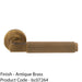 Premium Knurled Door Handle Set - Antique Brass Angled Lever On Round Rose 1