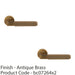 2 PACK Premium Knurled Door Handle Set Antique Brass Angled Lever On Round Rose 1