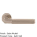 Premium Knurled Door Handle Set - Satin Nickel Angled Lever On Round Rose 1