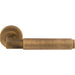 Premium Smooth Door Handle Set - Antique Brass Angled Lever On Round Rose