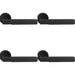 4 PACK Premium Smooth Door Handle Set Matt Black Angled Lever On Round Rose