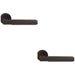 2 PACK Premium Smooth Door Handle Set Matt Bronze Angled Lever On Round Rose