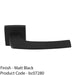 Premium Curved Slim Door Handle Set - Matt Black Plain Lever On Square Rose 1