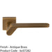 Premium Modern Slim Door Handle Set - Antique Brass Angled Lever On Square Rose 1