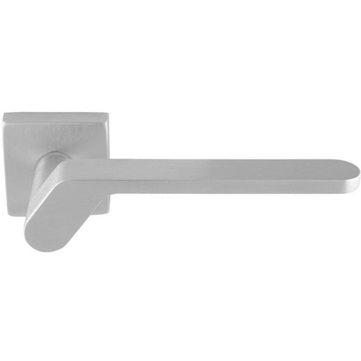 Premium Modern Slim Door Handle Set - Satin Chrome Angled Lever On Square Rose