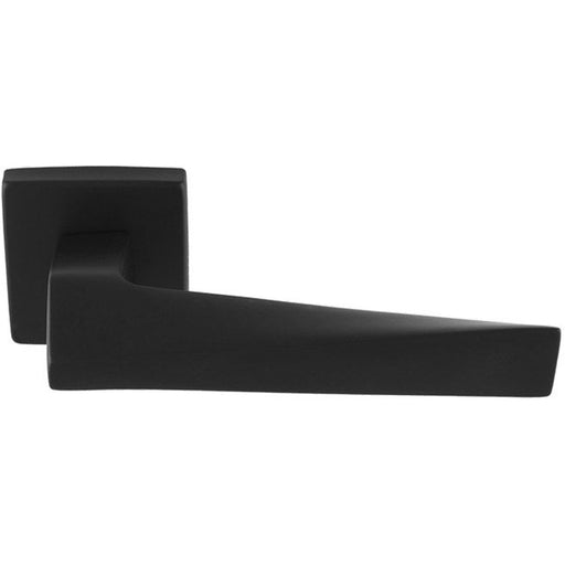 Premium Geomteric Door Handle Set - Matt Black Angled Lever On Square Rose