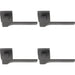 4 PACK Premium Contoured Door Handle Set Anthracite Grey Sleek Lever Square Rose