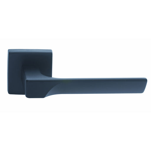 Premium Contoured Door Handle Set - Matt Black Sleek Lever On Square Rose