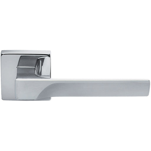 Premium Contoured Door Handle Set - Polished Chrome Sleek Lever On Square Rose