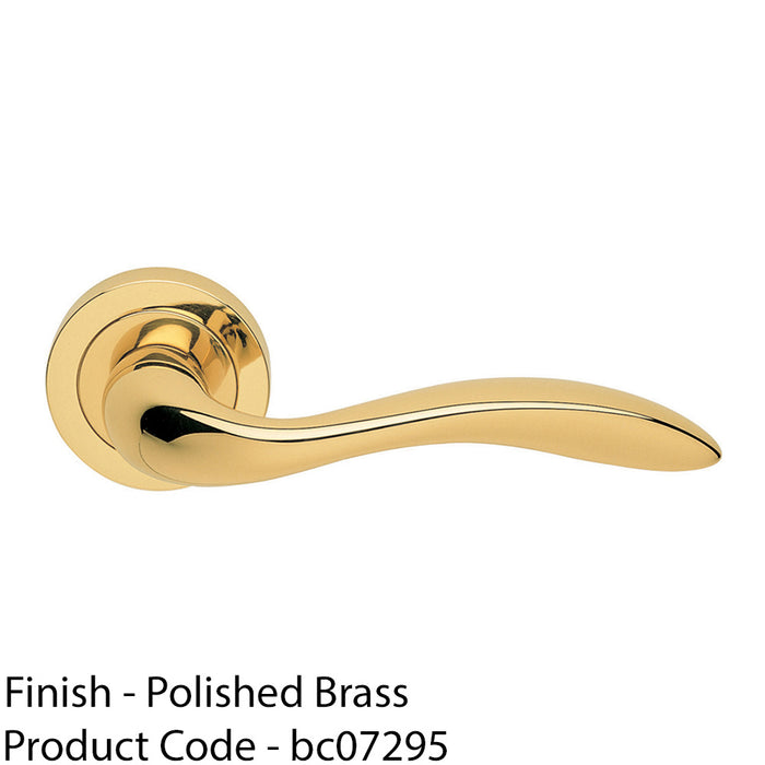 Premium Scroll Door Handle Set - Polished Brass Elegant Lever On Round Rose 1