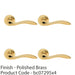 4 PACK Premium Scroll Door Handle Set Polished Brass Elegant Lever On Round Rose 1