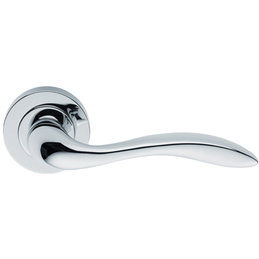 Premium Scroll Door Handle Set - Polished Chrome Elegant Lever On Round Rose