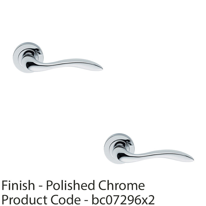 2 PACK Premium Scroll Door Handle Set Polished Chrome Elegant Lever Round Rose 1