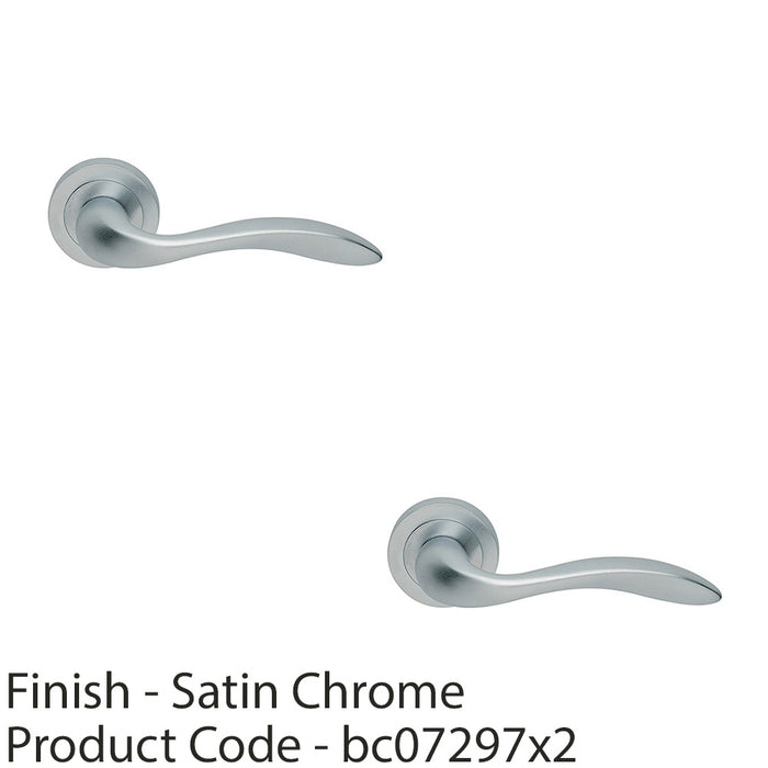 2 PACK Premium Scroll Door Handle Set Satin Chrome Elegant Lever On Round Rose 1