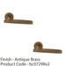 2 PACK Premium Slim Flat Door Handle Set Antique Brass Designer Lever Round Rose 1