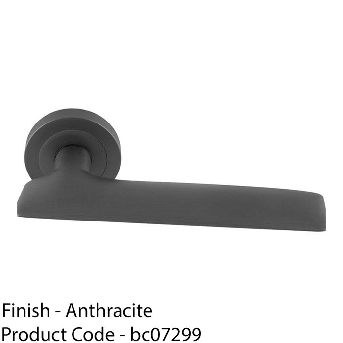 Premium Slim Flat Door Handle Set - Anthracite Grey Designer Lever On Round Rose 1