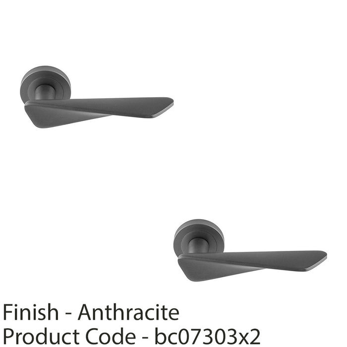 2 PACK Premium Angle Twist Door Handle Set Anthracite Grey Designer Round Rose 1