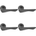 4 PACK Premium Angle Twist Door Handle Set Anthracite Grey Designer Round Rose