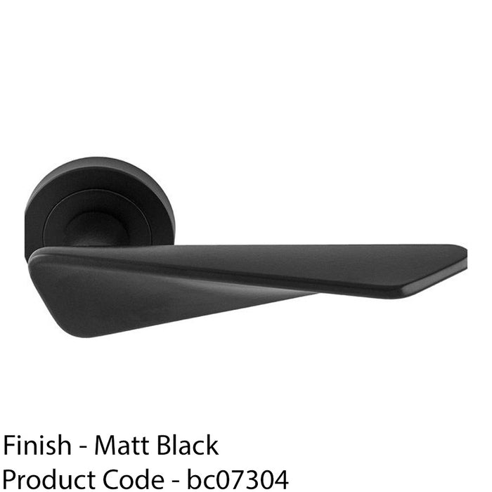 Premium Angle Twist Door Handle Set - Matt Black Designer Lever On Round Rose 1