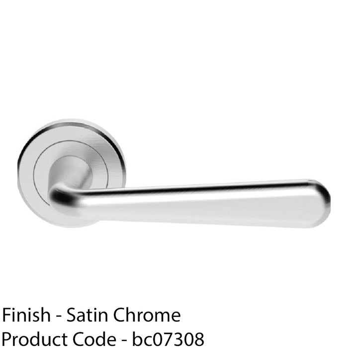 Premium Smooth Rounded Door Handle Set - Satin Chrome Designer Lever Round Rose 1