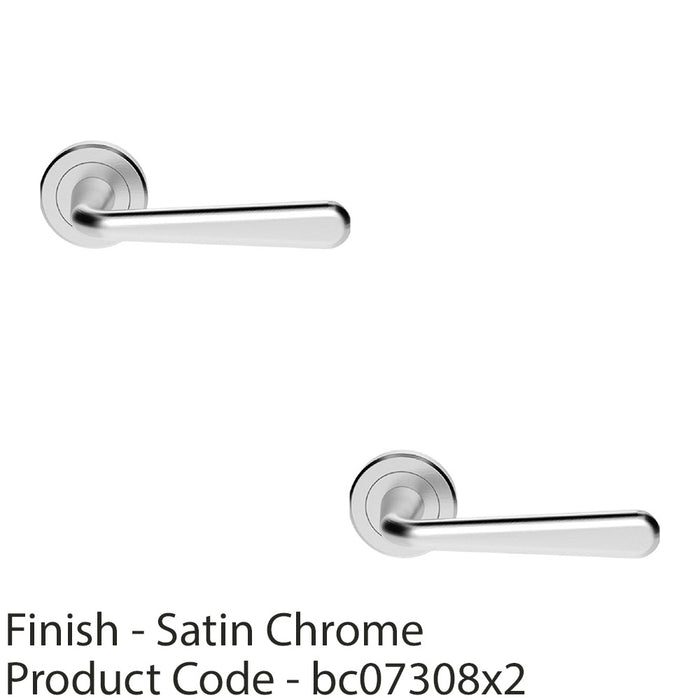 2 PACK Premium Smooth Rounded Door Handle Set Satin Chrome Designer Round Rose 1