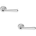 2 PACK Premium Smooth Rounded Door Handle Set Satin Chrome Designer Round Rose