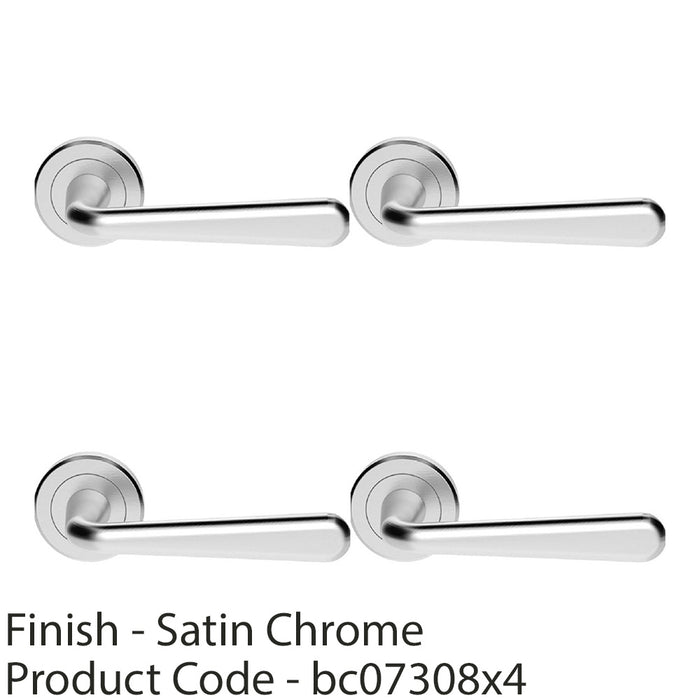 4 PACK Premium Smooth Rounded Door Handle Set Satin Chrome Designer Round Rose 1