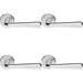 4 PACK Premium Smooth Rounded Door Handle Set Satin Chrome Designer Round Rose