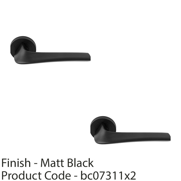 2 PACK Premium Twisted Bar Door Handle Set Matt Black Designer Lever Round Rose 1