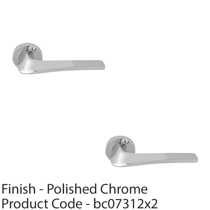 2 PACK Premium Twisted Bar Door Handle Set Polished Chrome Lever On Round Rose 1