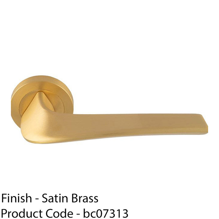 Premium Twisted Bar Door Handle Set - Satin Brass Designer Lever On Round Rose 1