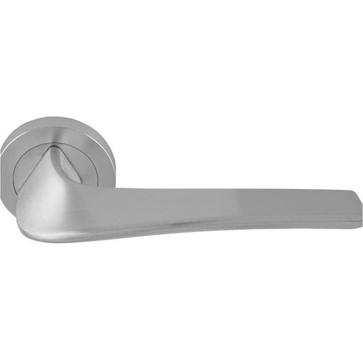 Premium Twisted Bar Door Handle Set - Satin Chrome Designer Lever On Round Rose