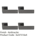 4 PACK Premium Large Flat Door Handle Set Anthracite Grey Designer Square Rose 1