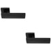 2 PACK Premium Large Flat Door Handle Set Black Designer Lever On Square Rose