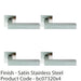 4 PACK Premium Straight Door Handle Set Satin Steel Designer Lever Square Rose 1