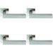 4 PACK Premium Straight Door Handle Set Satin Steel Designer Lever Square Rose