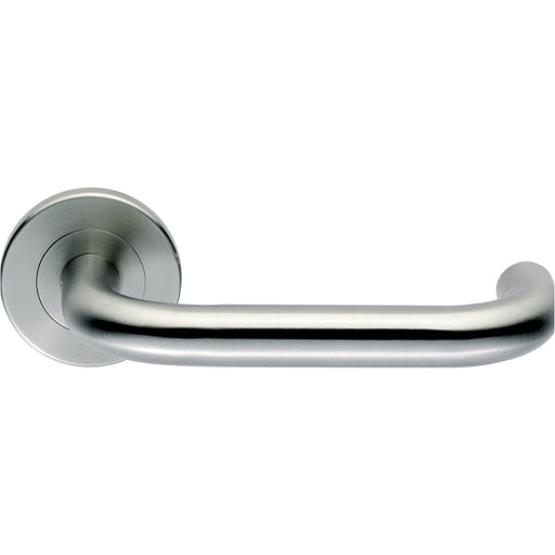 Premium Door Handle Set - Grade 316 Satin Steel Safety Bar Lever On Round Rose